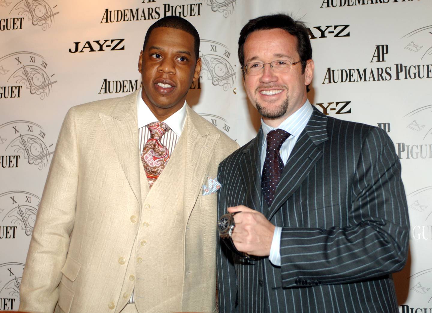 Jay-Z and Francois-Henry Bennahmias, president of Audemars Piguet North America (Photo by KMazur/WireImage for WSC PR)